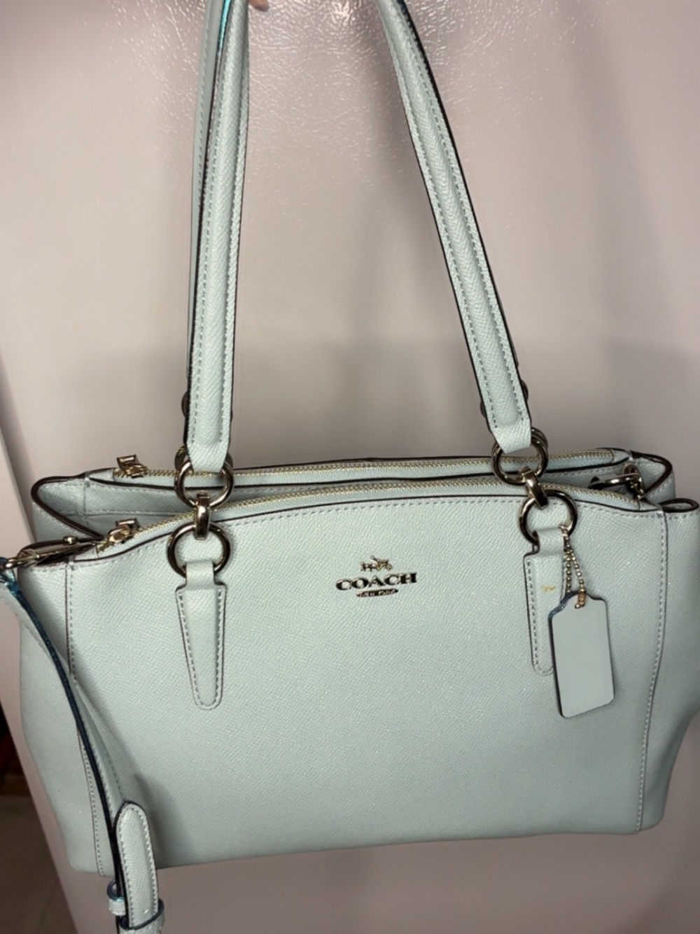 Authentic Coach Blue Satchel Top Handle Zip w/ Detachable Crossbody Strap